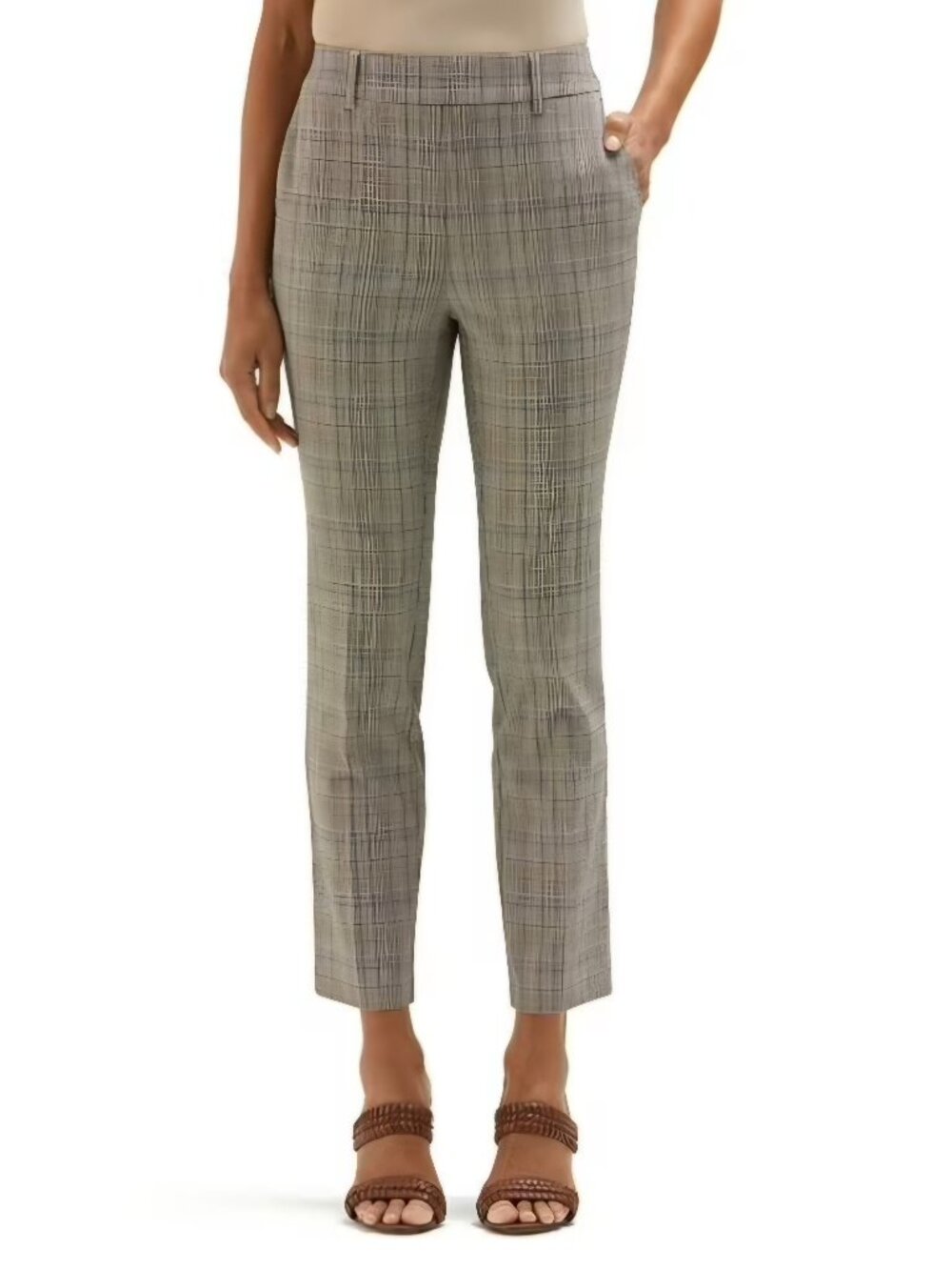 Rafaella Women's Pull On  Belt Loops Stretch Ankle Pant Size 16 Warm Taupe